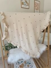 PREMİUM Sütlü kahve kalpli müslin battaniye