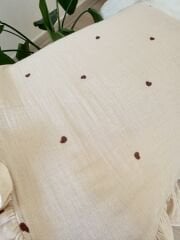 PREMİUM Sütlü kahve kalpli müslin battaniye