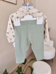 Açık yeşil çiçekli bandanalı 3’lü takım