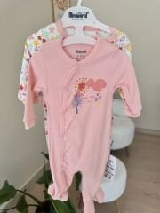 Pembe çiçekli 2’li tulum set