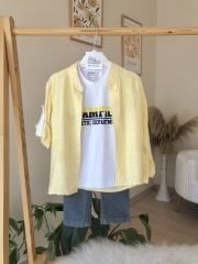 Sarı kareli gömlekli 3’lü takım