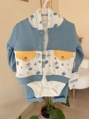 Mavi hırkalı 3’lü takım