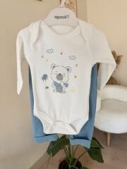 Mavi hırkalı 3’lü takım