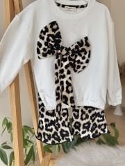 Leopar detaylı İspanyol paça takım