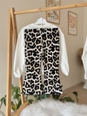 Leopar detaylı İspanyol paça takım