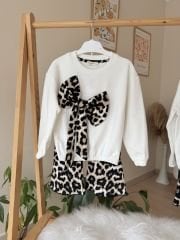 Leopar detaylı İspanyol paça takım
