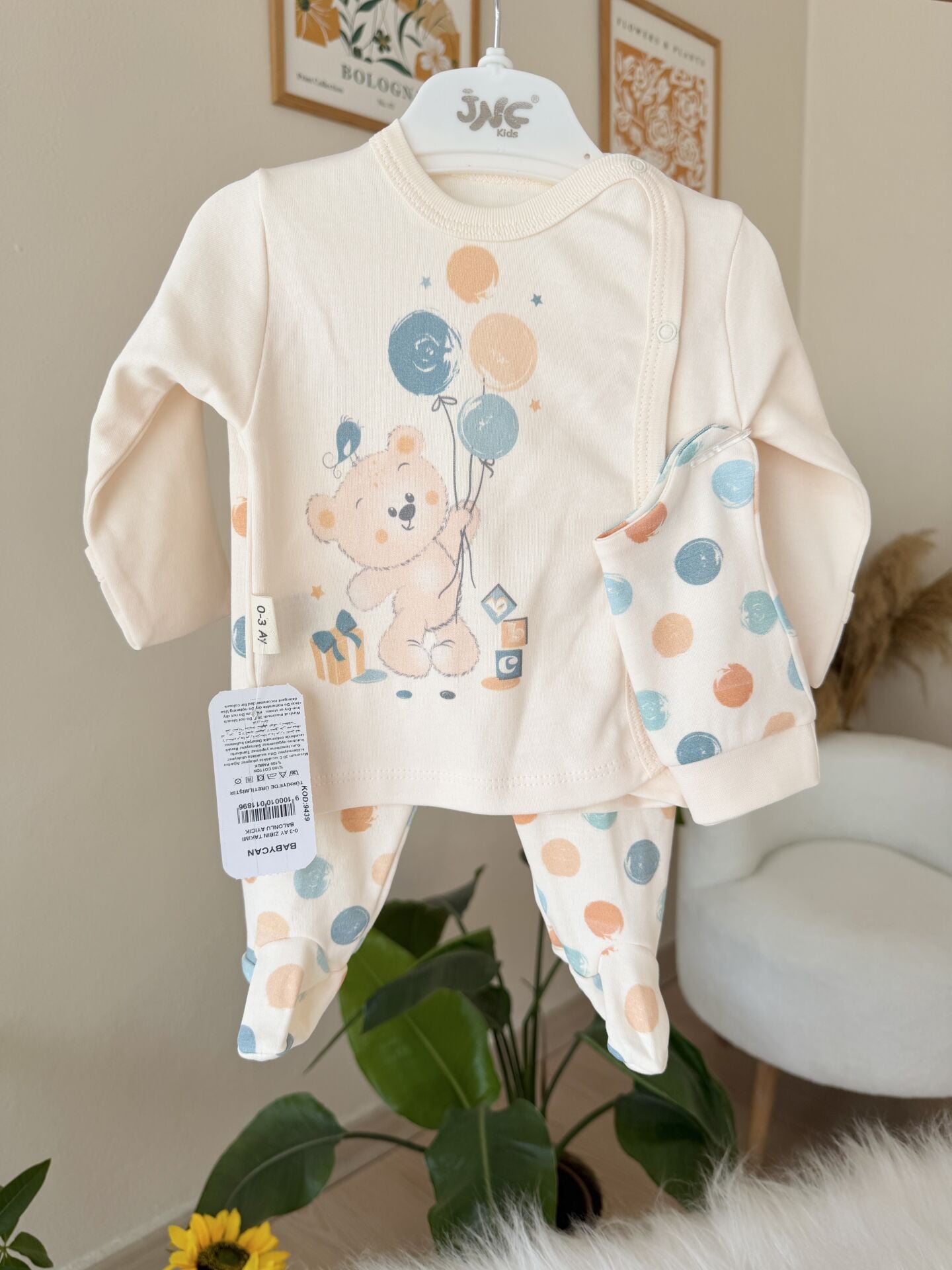 Mavi balonlu ayıcık 3’lü pratik takım