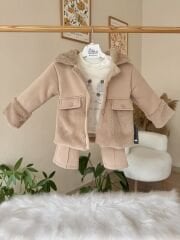 PREMİUM kürk ceketli 3’lü takım