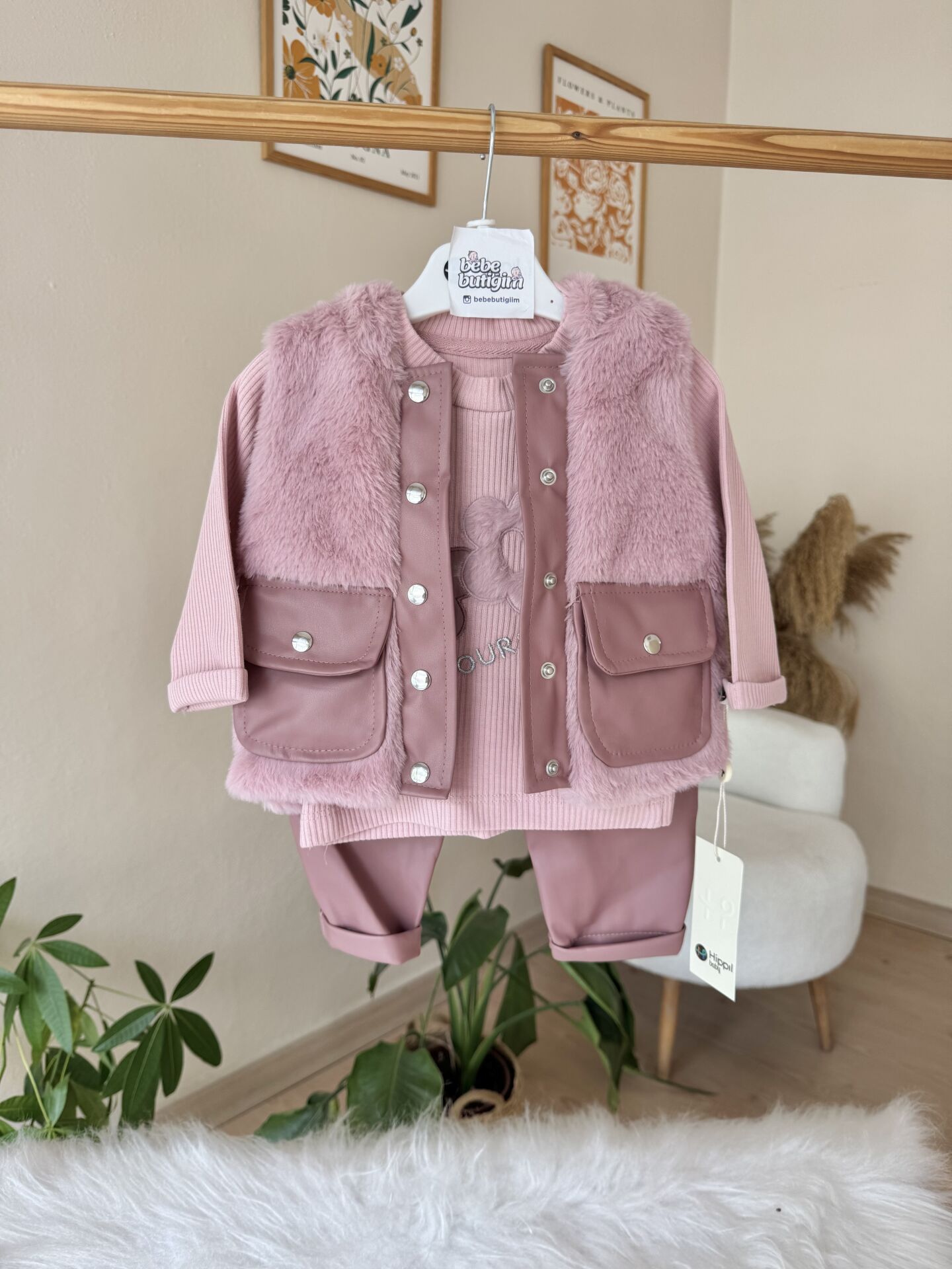 PREMİUM deri yelek ve pantolonlu 3’lü takım