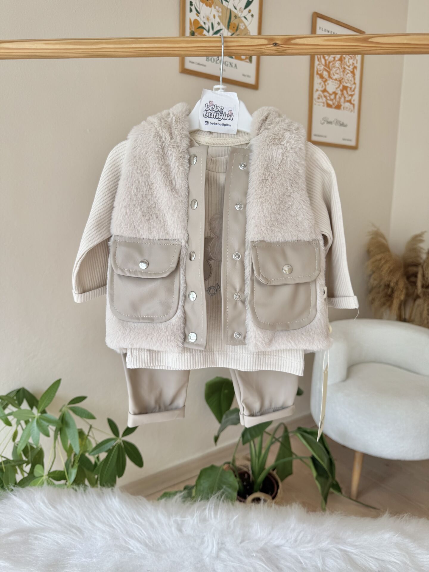 PREMİUM deri yelek ve pantolonlu 3’lü takım