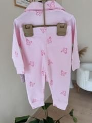 Lüx kalite pembe kelebekli pijama takımı