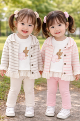 FİSTO DETAYLI MEVSİMLİK TAKIM (pembe renk )