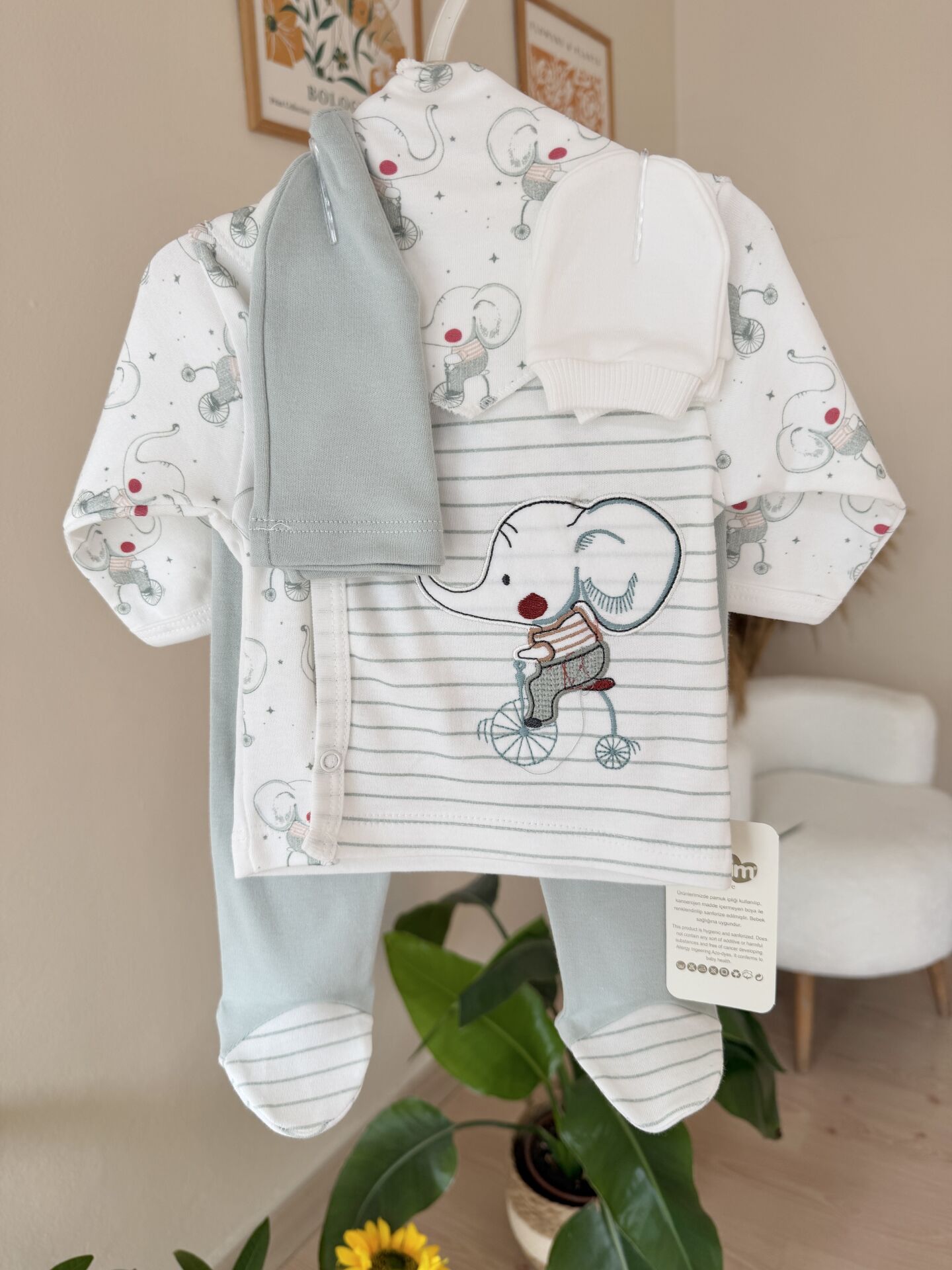 Mint yeşil filli 5’li set