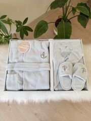 PREMIUM Bebe mavisi balıklı banyo set