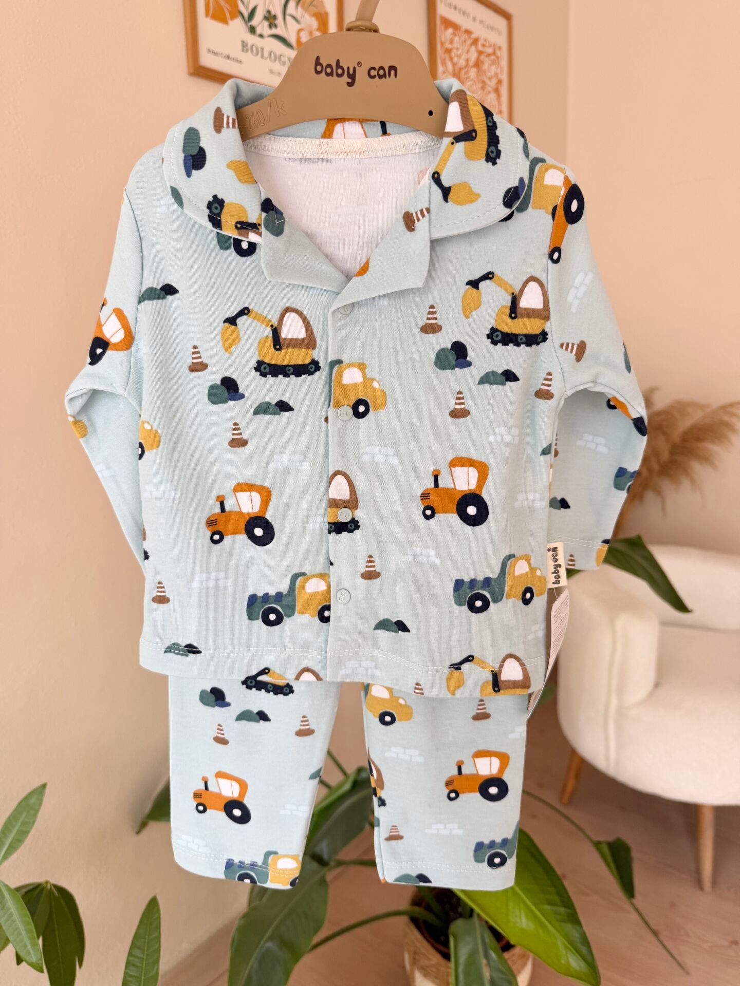 Mint arabalı pijama takımı