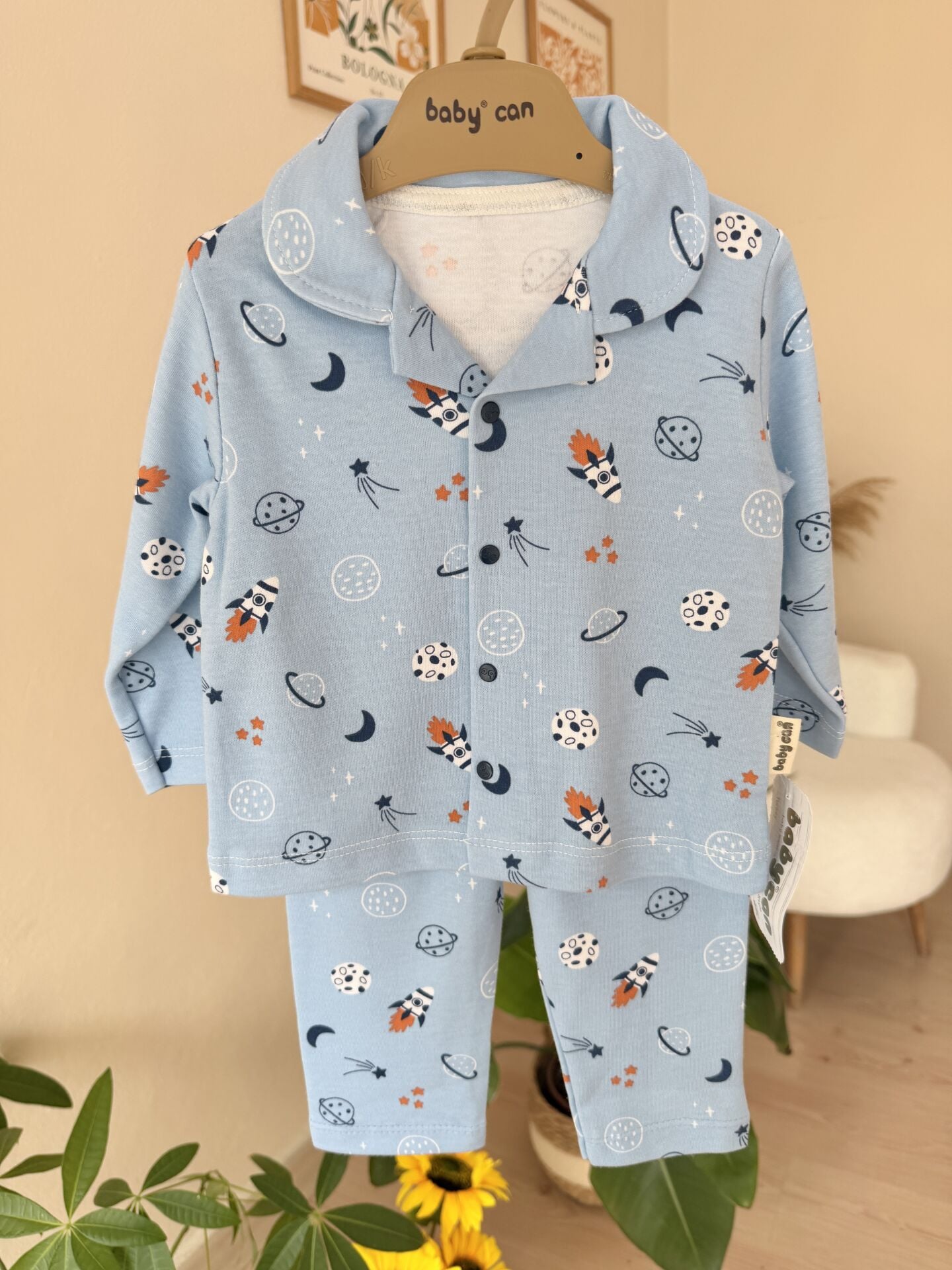 Lüx kalite mavi gezegenli pijama takımı
