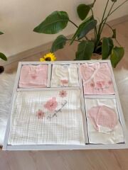 Pembe ayıcıklı müslin 10 parça set