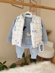 Mavi ayıcık şişme yelekli 3’lü takım