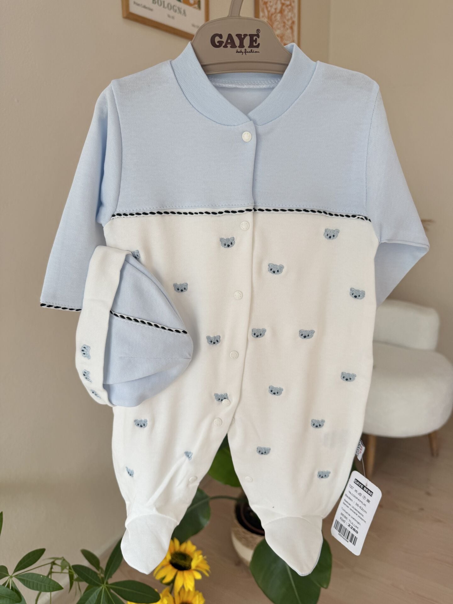 Bebe mavisi ayıcıklı tulum