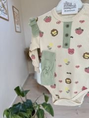 Yeşil sevimli desen bandanalı 2’li Badili takım