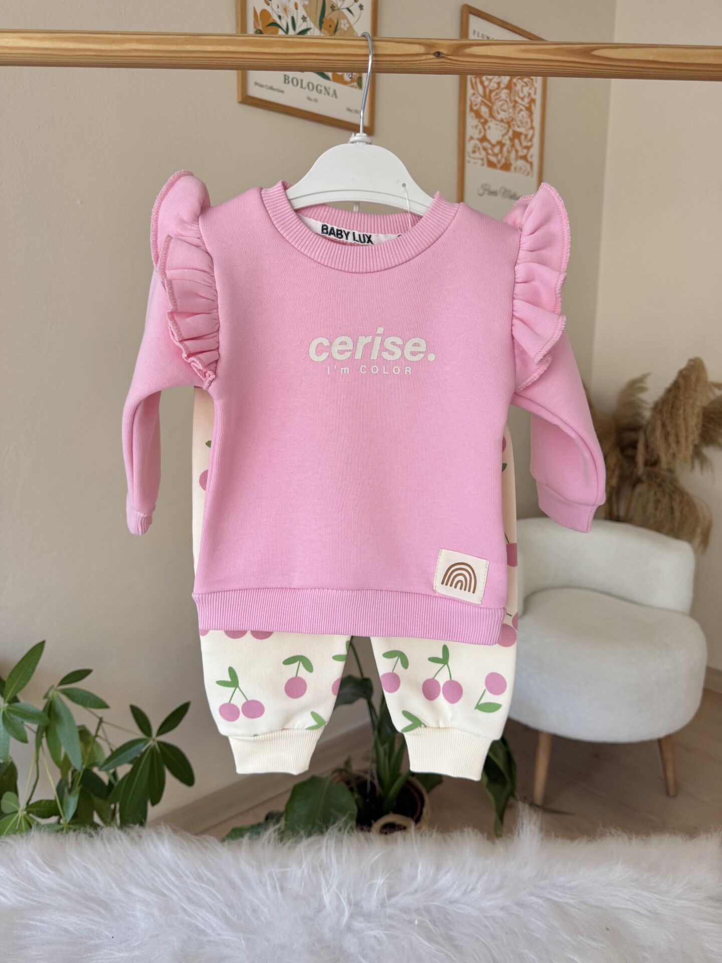 PREMİUM pembe kirazlı 3 ip takım