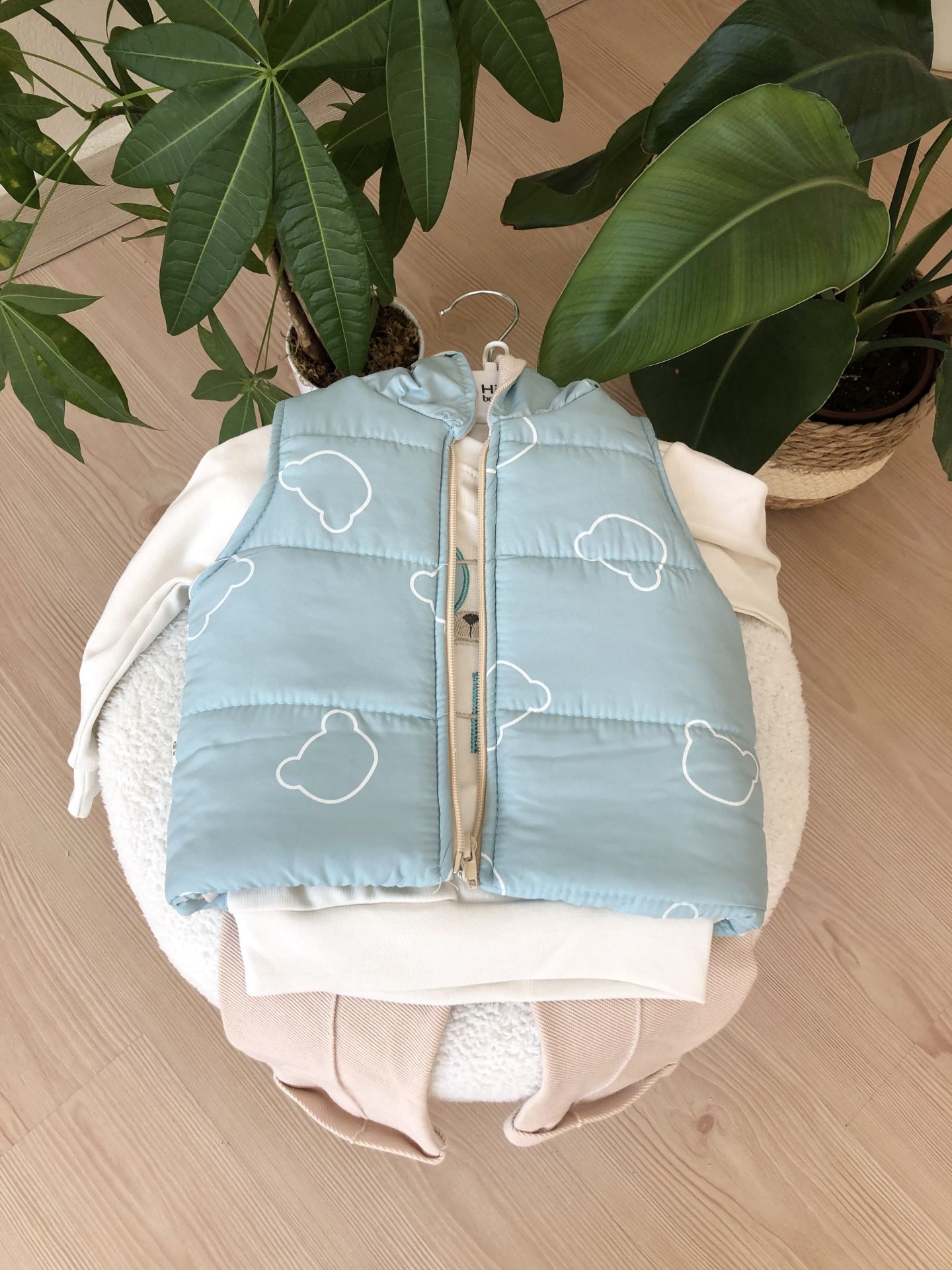 Mavi ayıcık şişme yelekli 3’lü takım