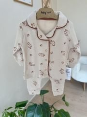 Lüx kalite yaka detaylı sincaplı pijama