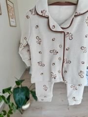 Lüx kalite yaka detaylı sincaplı pijama