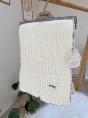 Lüx kalite krem Müslin soft dolgulu battaniye