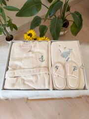 Premium bej balıklı banyo set