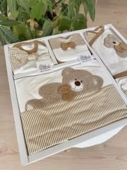 Kahve Ayıcık nakışlı 10 parça hastane çıkış set