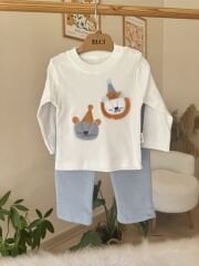 PREMİUM mavi kapitone montlu 3’lü takım