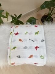 Renkli balıklı müslin battaniye