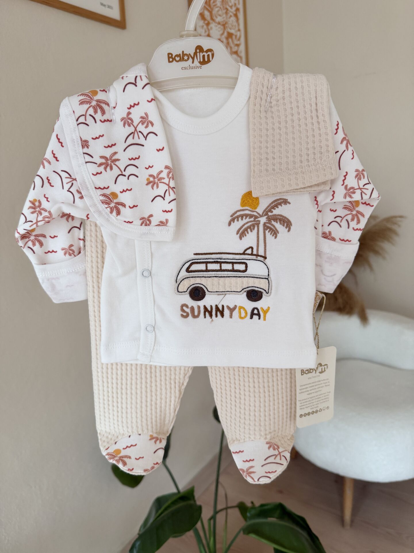 Bej palmiye 5’li set