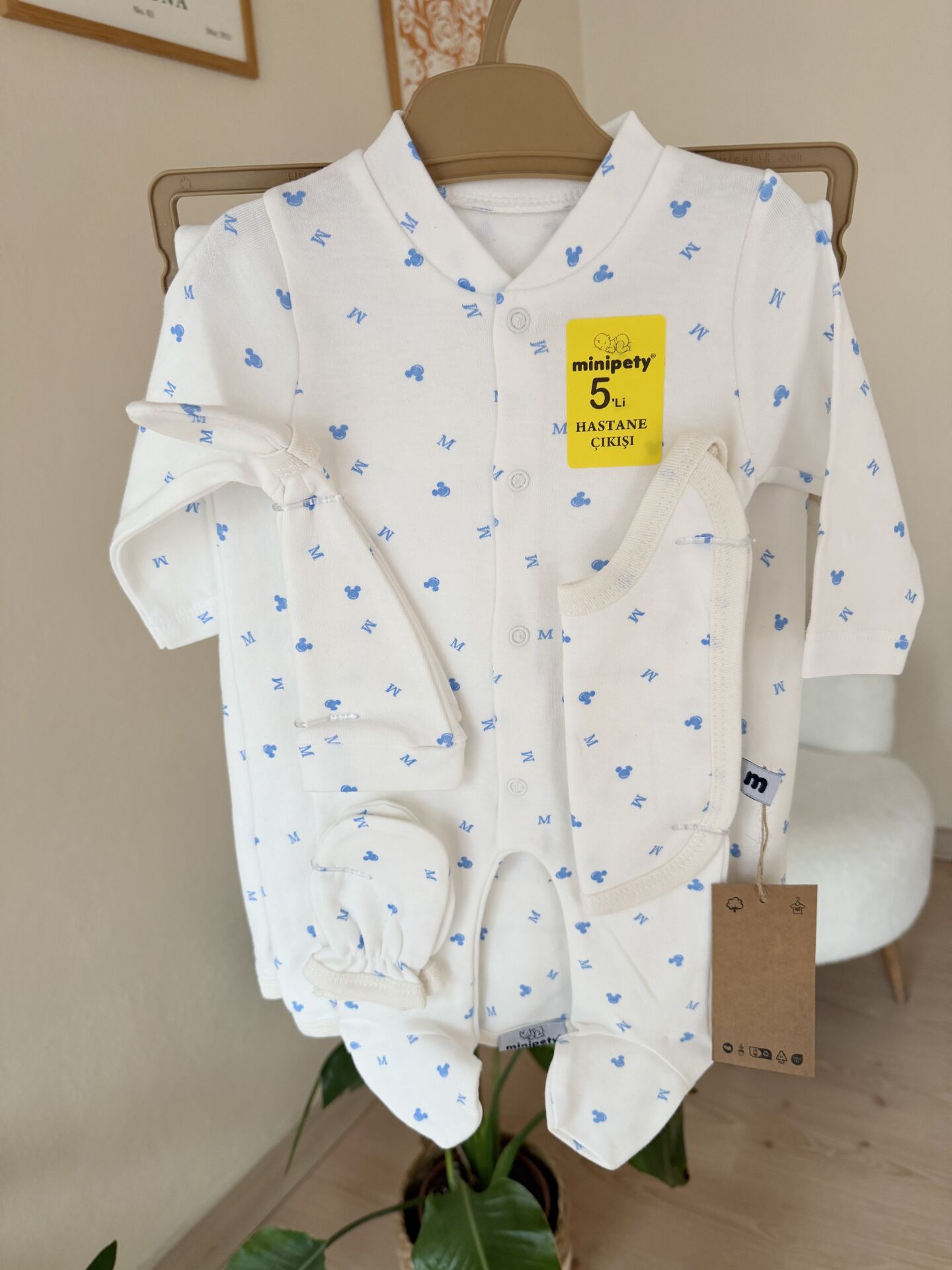 Mavi mikili tulumlu battaniyeli 5’li set