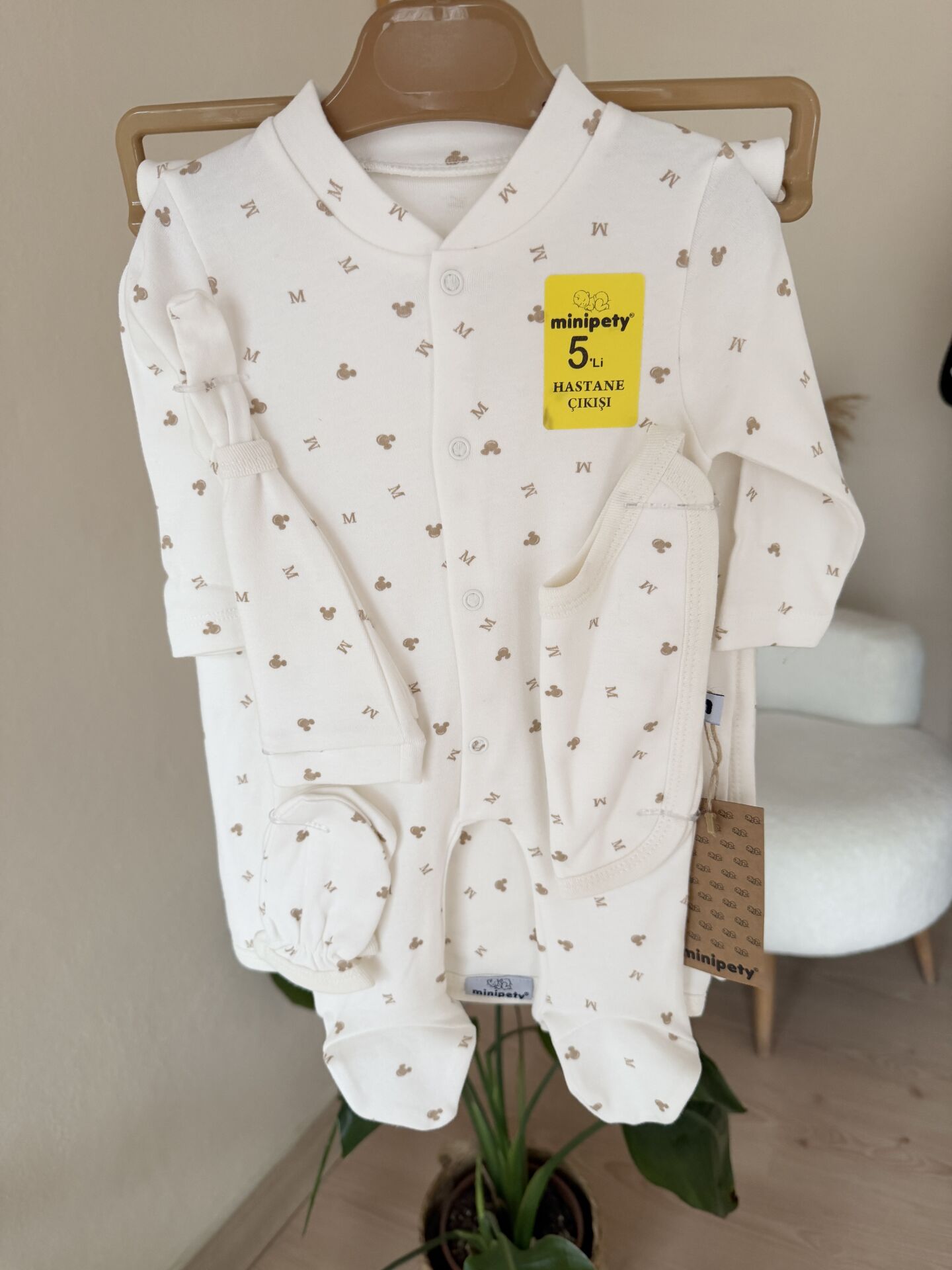 Kahve mikili tulumlu battaniyeli 5’li set