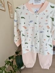 Pudra kuş detaylı %100 Pamuk pijama