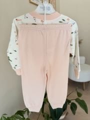 Pudra kuş detaylı %100 Pamuk pijama