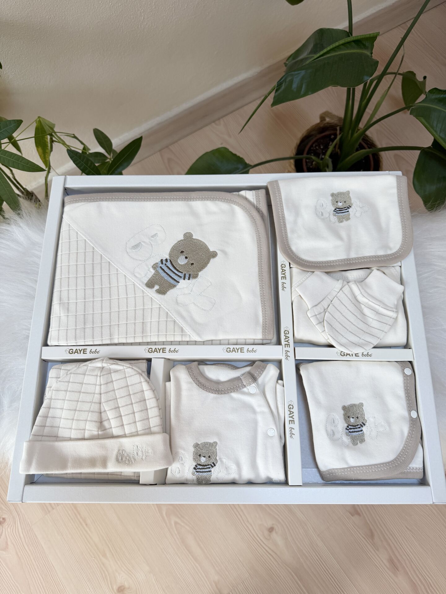 Kahve ayıcıklı 10 parça hastane çıkış set