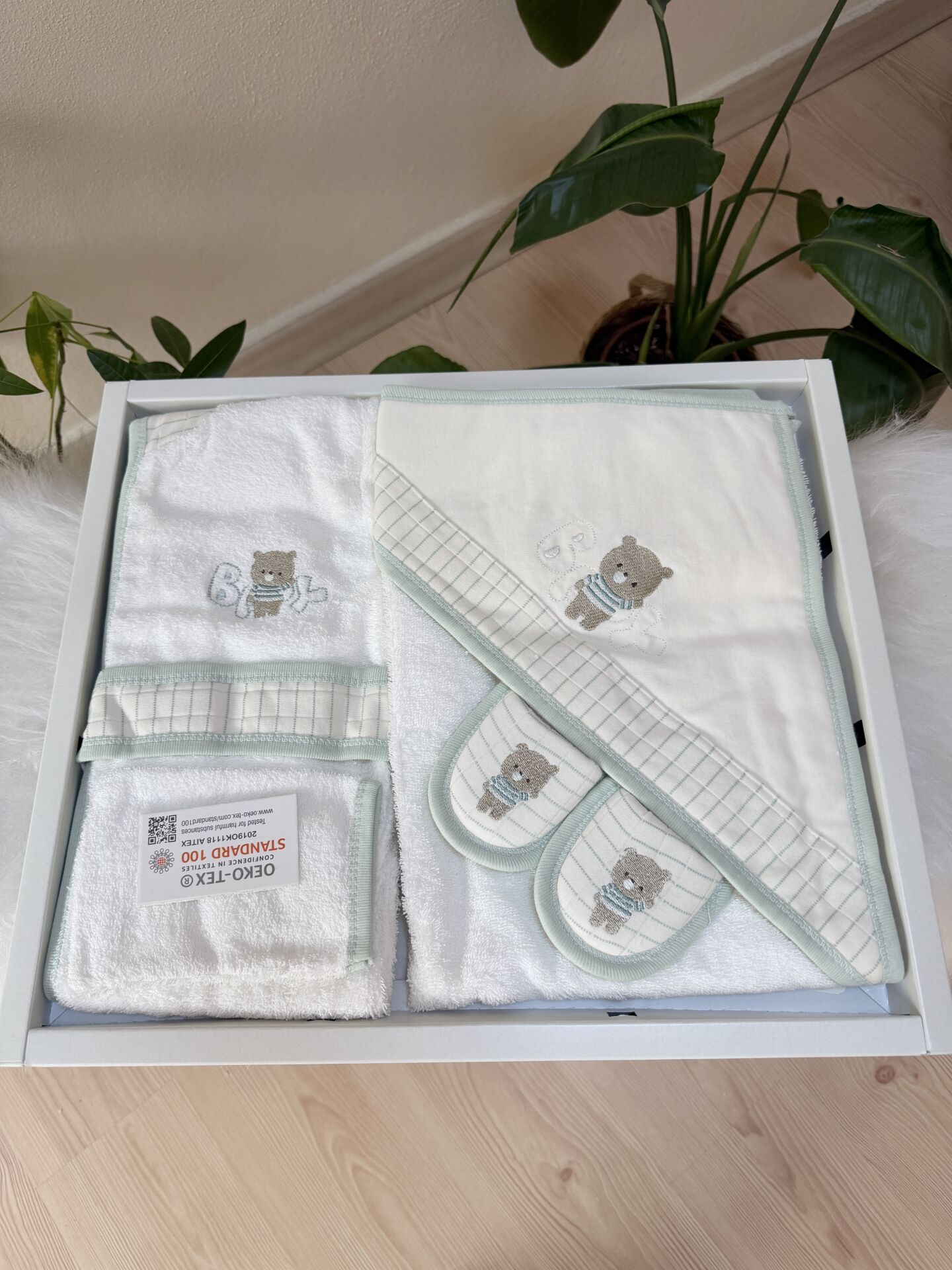 Yeşil ayıcıklı banyo seti