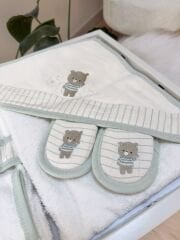 Yeşil ayıcıklı banyo seti