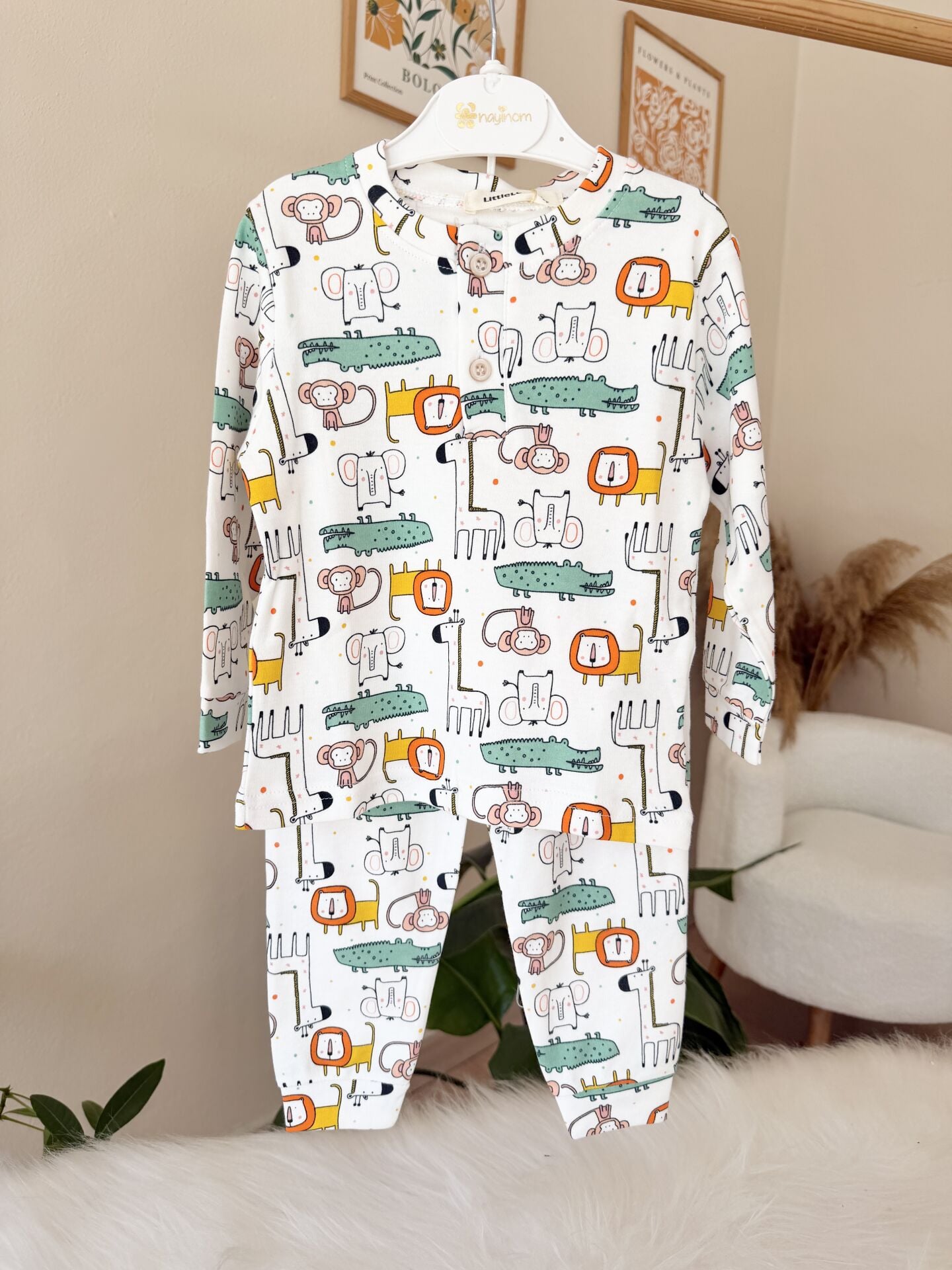 Lüx kalite renkli hayvanlar pijama takımı