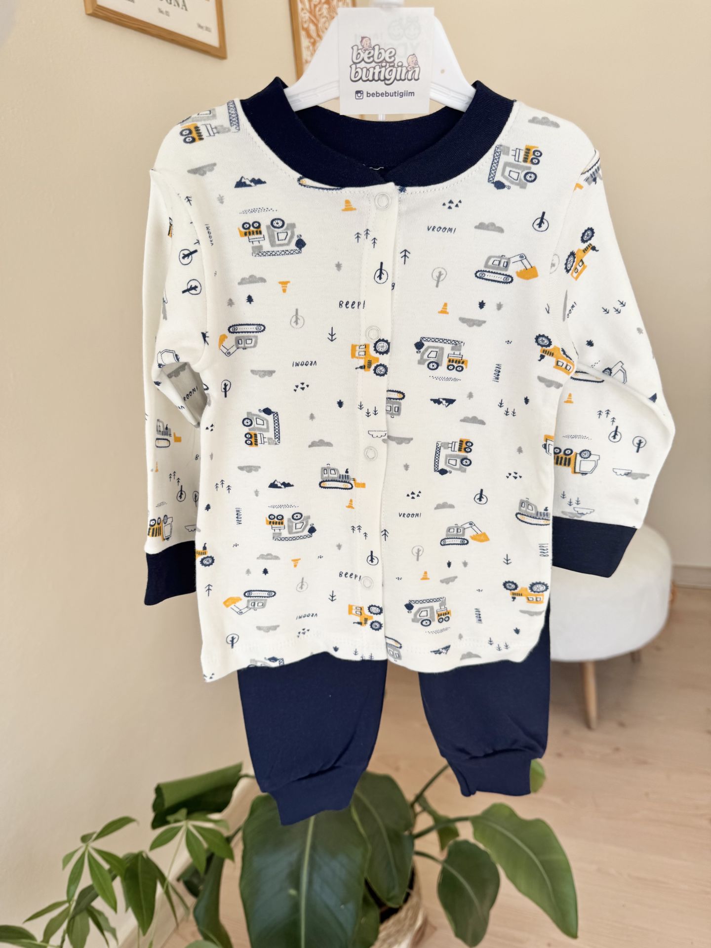 Lacivert desenli %100 Pamuk pijama