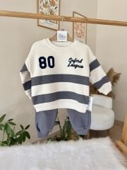 Gri çizgili 3 ip eşofman takımı