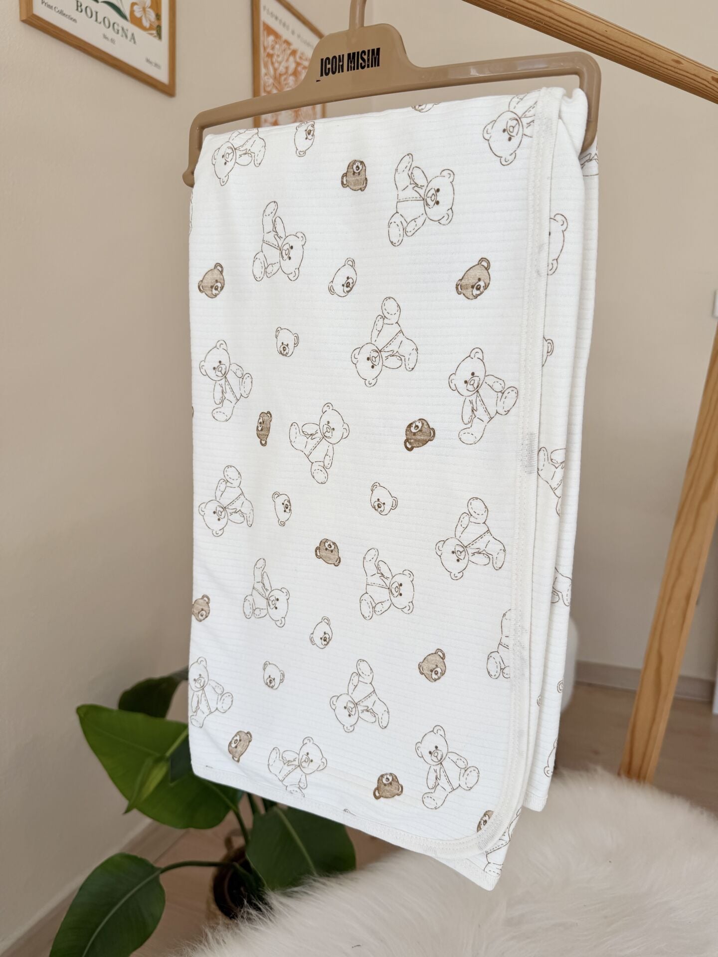 Kahve ayıcıklı çift katlı battaniye