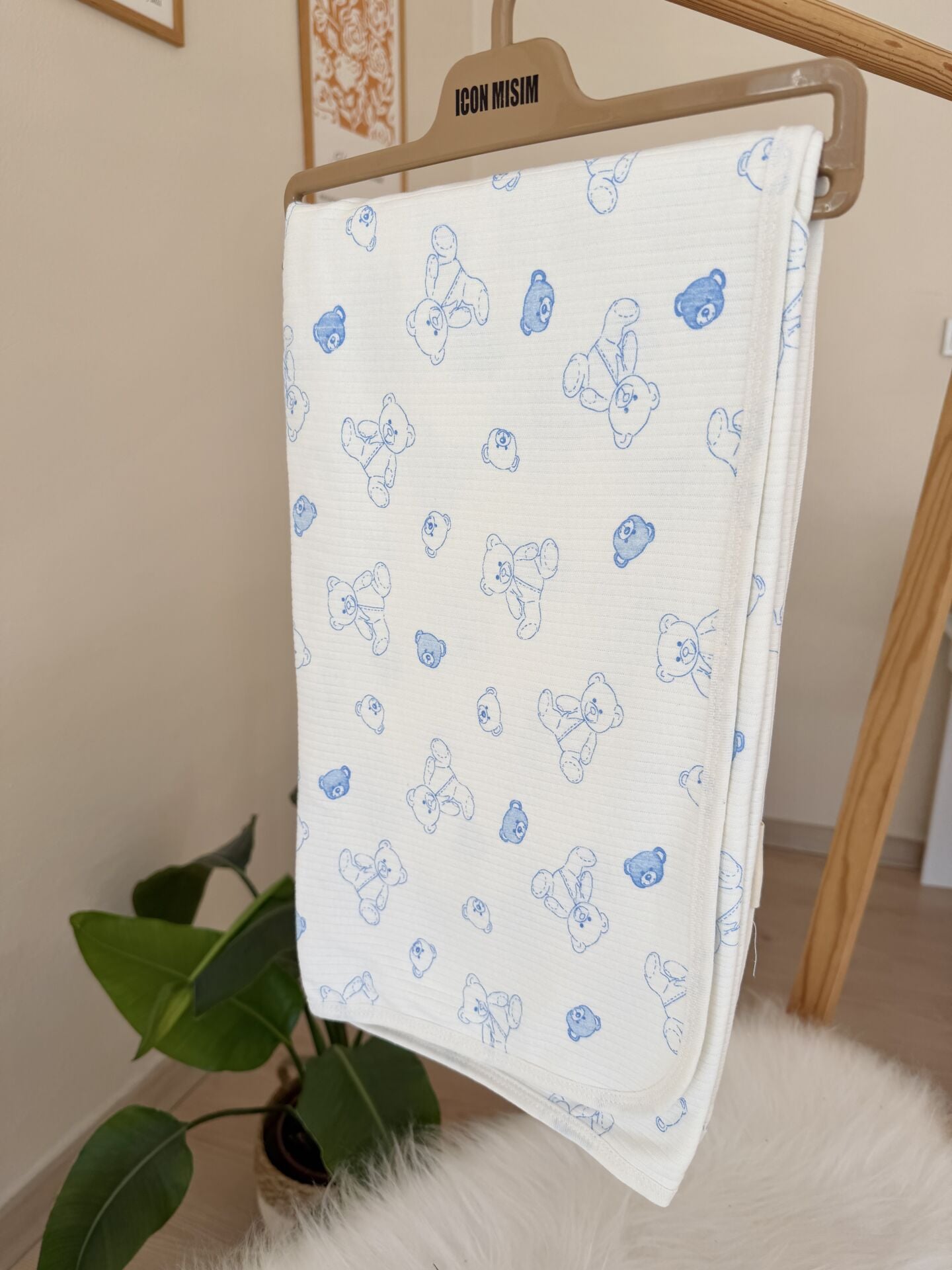 Mavi ayıcıklı çift katlı battaniye