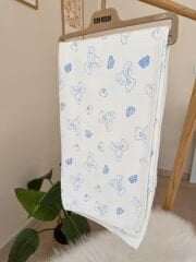 Mavi ayıcıklı çift katlı battaniye