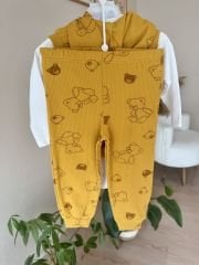 Sarı ayıcık yelekli 3’lü takım