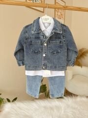 Premium gömlekli 3’lü kot takım