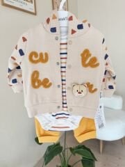 Sarı cute bear 3’lü hırkalı takım
